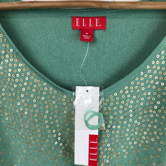 Elle Green 3/4 Sleeve Top Size M NWT - Picture 4 of 5